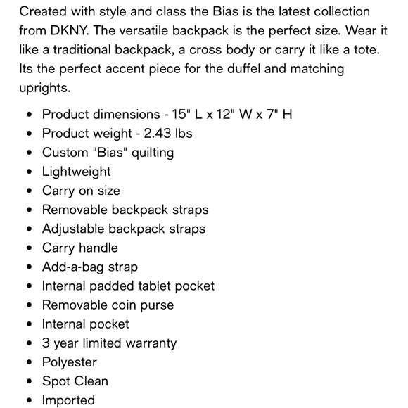 DKNY BIAS 15” Backpack Rosewater Color EUC - Picture 16 of 16